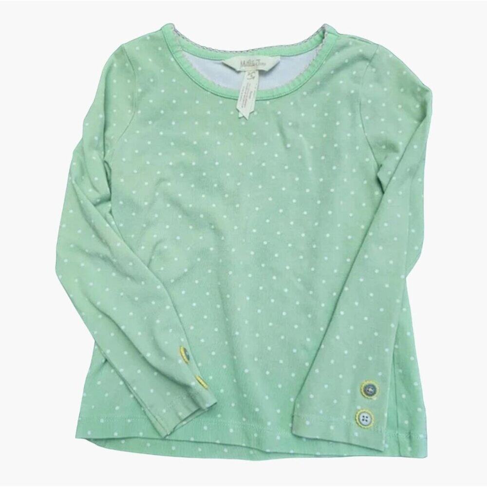 Matilda Jane Wonders Top Girls Size 4 Green Long Sleeve with Pink Embellished ne